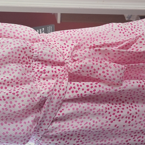 Express Pink and White side high low dress with belt - Picture 8 of 8